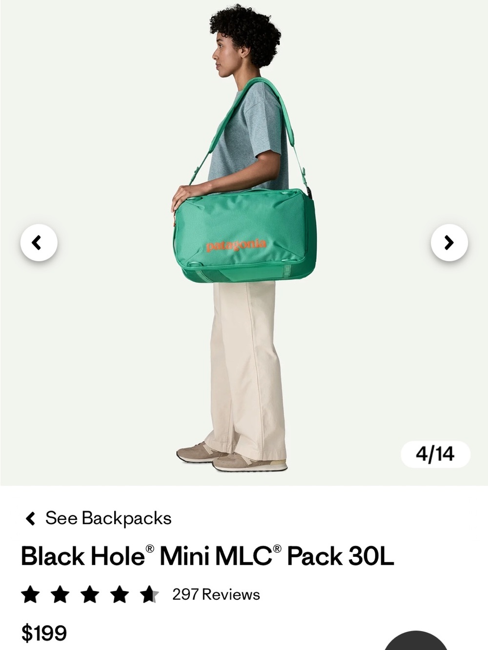 Patagonia Black Hole Mini MLC Pack 30L DISCONTINUED COLOR Gray/Teal - Picture 4 of 5